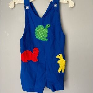 Vintage cuties by Judy boys dinosaur overalls